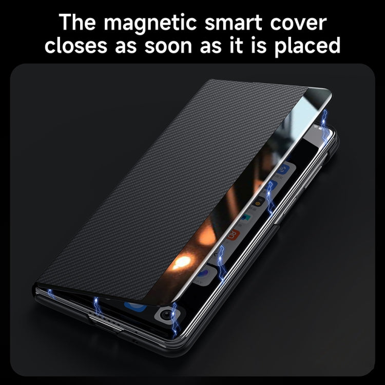 For Samsung Galaxy Z Fold4 SULADA Kevlar 600D Texture Smart Window Leather Phone Case