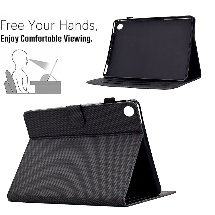 For Lenovo Tab M10 Plus 3rd Gen Solid Color Fiber Texture Smart Tablet Leather Case