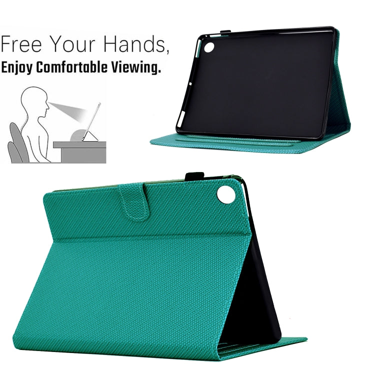 For Lenovo Tab M10 Plus 3rd Gen Solid Color Fiber Texture Smart Tablet Leather Case