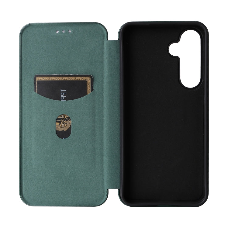 For Samsung Galaxy S24 FE 5G Carbon Fiber Texture Flip Leather Phone Case