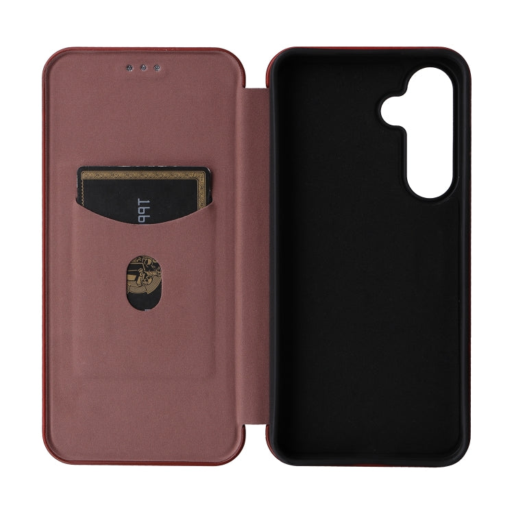 For Samsung Galaxy S24 FE 5G Carbon Fiber Texture Flip Leather Phone Case