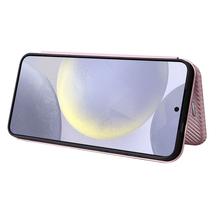 For Samsung Galaxy S25+ 5G Carbon Fiber Texture Flip Leather Phone Case