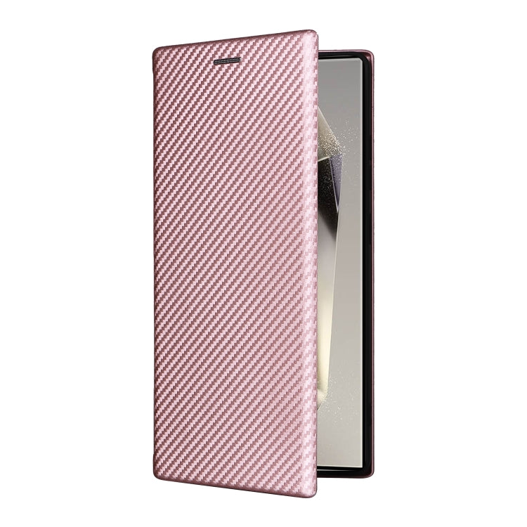 For Samsung Galaxy S25 Ultra 5G Carbon Fiber Texture Flip Leather Phone Case