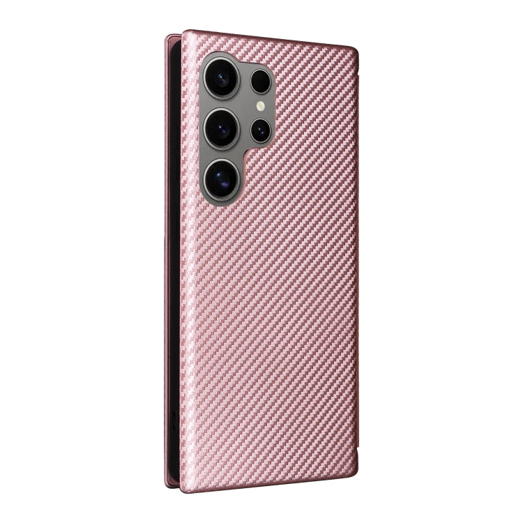 For Samsung Galaxy S25 Ultra 5G Carbon Fiber Texture Flip Leather Phone Case