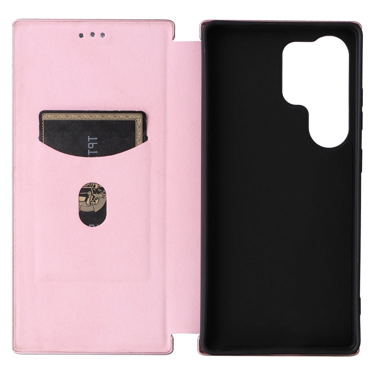 For Samsung Galaxy S25 Ultra 5G Carbon Fiber Texture Flip Leather Phone Case