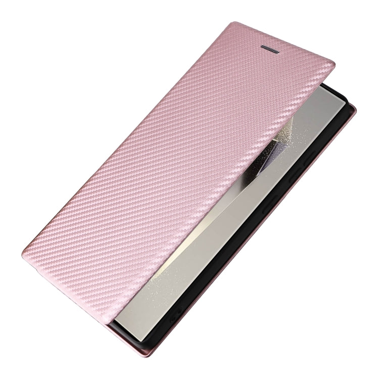 For Samsung Galaxy S25 Ultra 5G Carbon Fiber Texture Flip Leather Phone Case