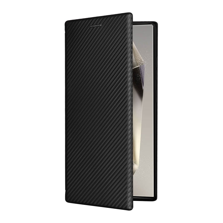 For Samsung Galaxy S25 Ultra 5G Carbon Fiber Texture Flip Leather Phone Case