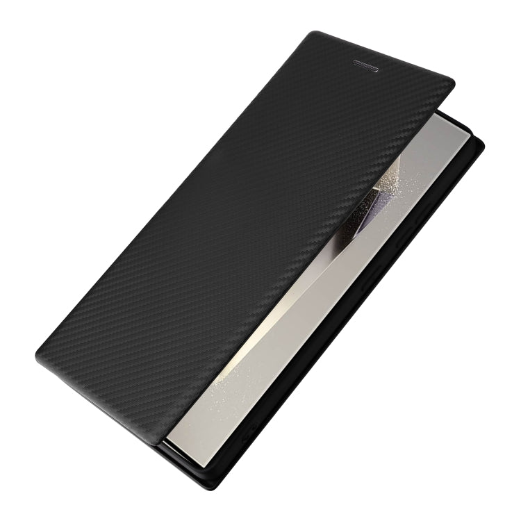 For Samsung Galaxy S25 Ultra 5G Carbon Fiber Texture Flip Leather Phone Case
