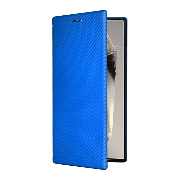 For Samsung Galaxy S25 Ultra 5G Carbon Fiber Texture Flip Leather Phone Case