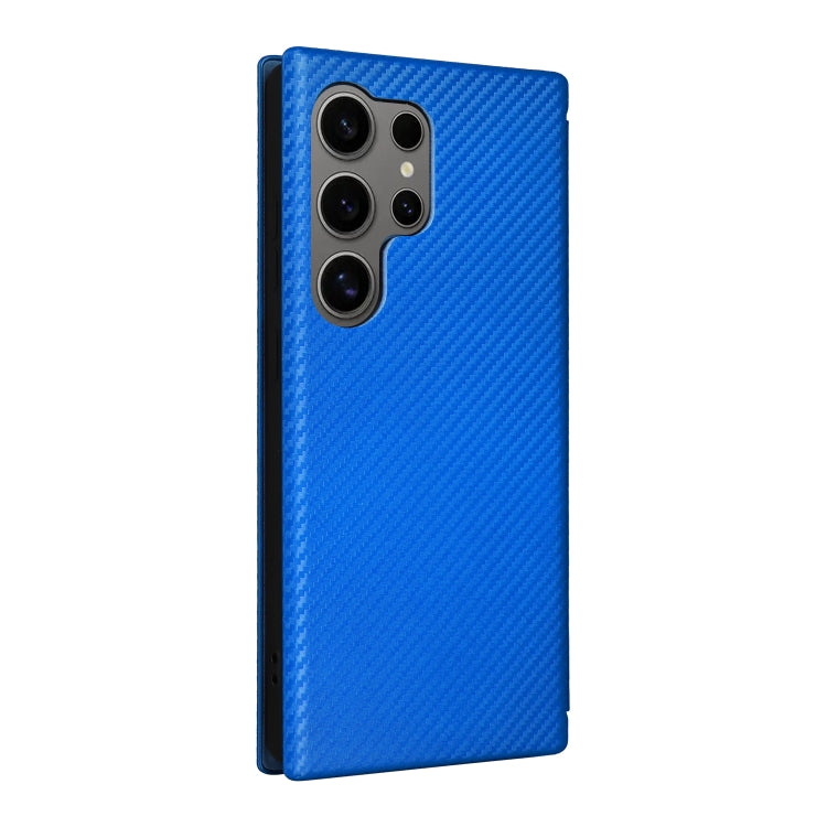 For Samsung Galaxy S25 Ultra 5G Carbon Fiber Texture Flip Leather Phone Case