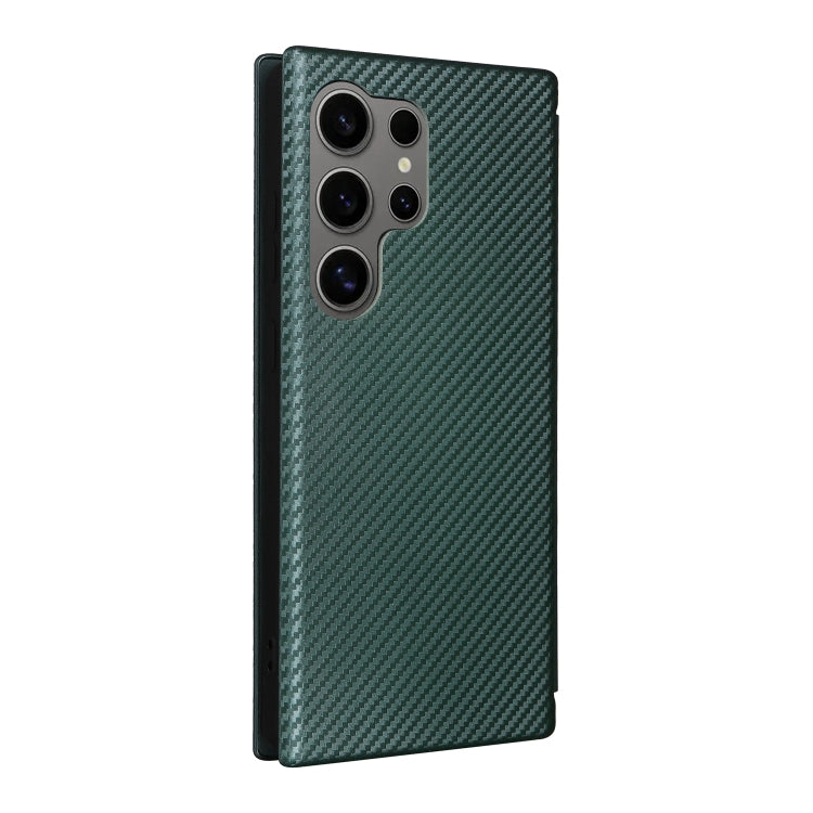 For Samsung Galaxy S25 Ultra 5G Carbon Fiber Texture Flip Leather Phone Case