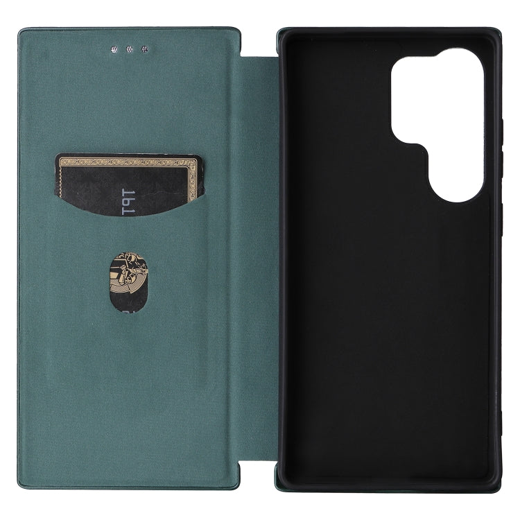 For Samsung Galaxy S25 Ultra 5G Carbon Fiber Texture Flip Leather Phone Case
