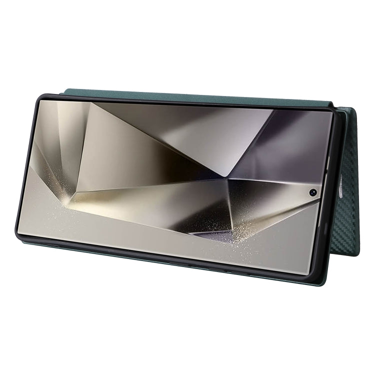 For Samsung Galaxy S25 Ultra 5G Carbon Fiber Texture Flip Leather Phone Case