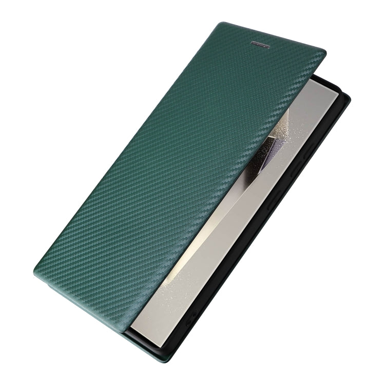 For Samsung Galaxy S25 Ultra 5G Carbon Fiber Texture Flip Leather Phone Case