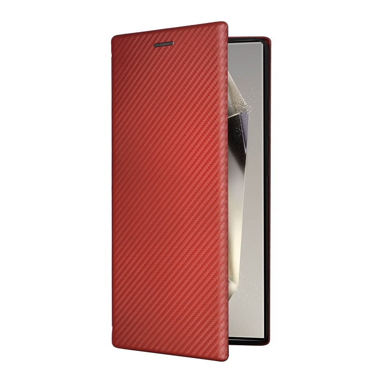 For Samsung Galaxy S25 Ultra 5G Carbon Fiber Texture Flip Leather Phone Case