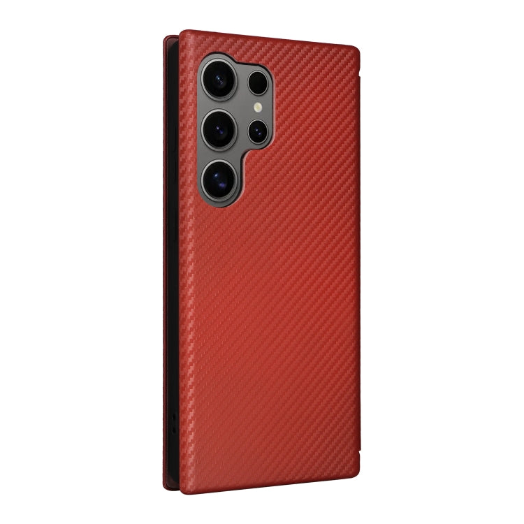 For Samsung Galaxy S25 Ultra 5G Carbon Fiber Texture Flip Leather Phone Case