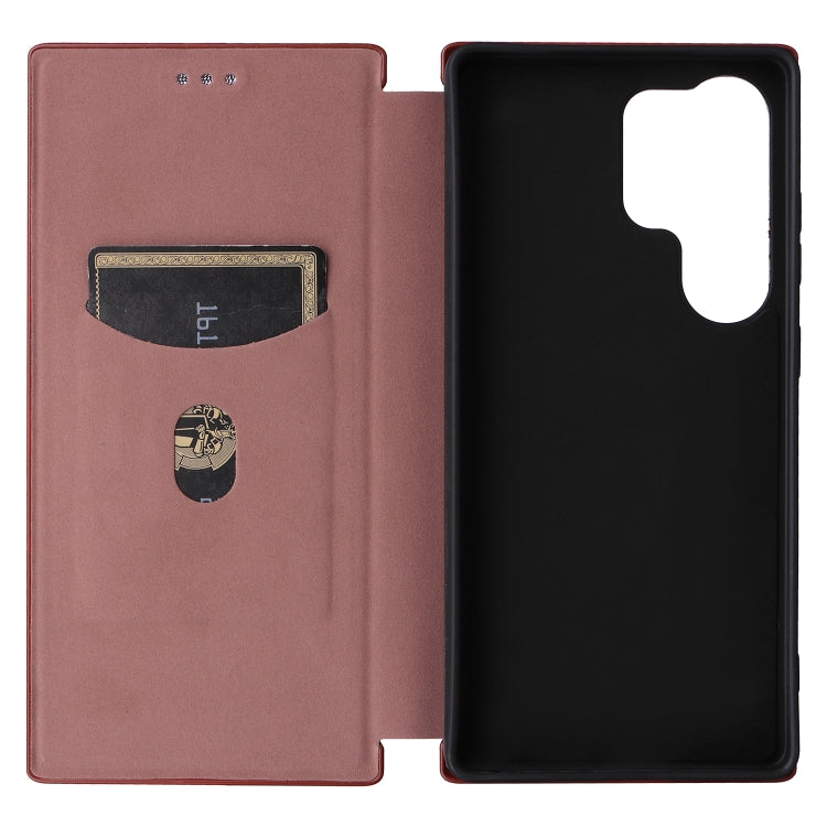 For Samsung Galaxy S25 Ultra 5G Carbon Fiber Texture Flip Leather Phone Case