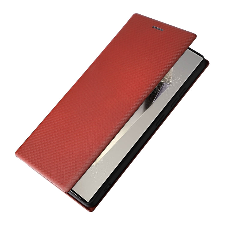 For Samsung Galaxy S25 Ultra 5G Carbon Fiber Texture Flip Leather Phone Case