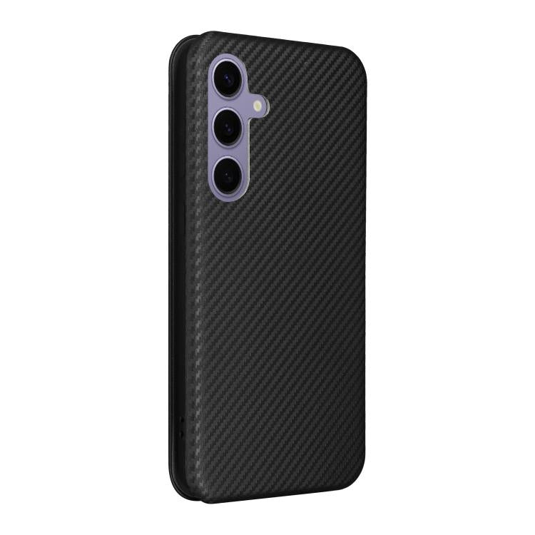 For Samsung Galaxy S25 FE 5G Carbon Fiber Texture Flip Leather Phone Case
