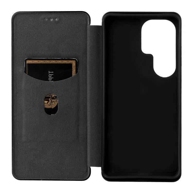 For Samsung Galaxy S26 Ultra 5G Carbon Fiber Texture Flip Leather Phone Case
