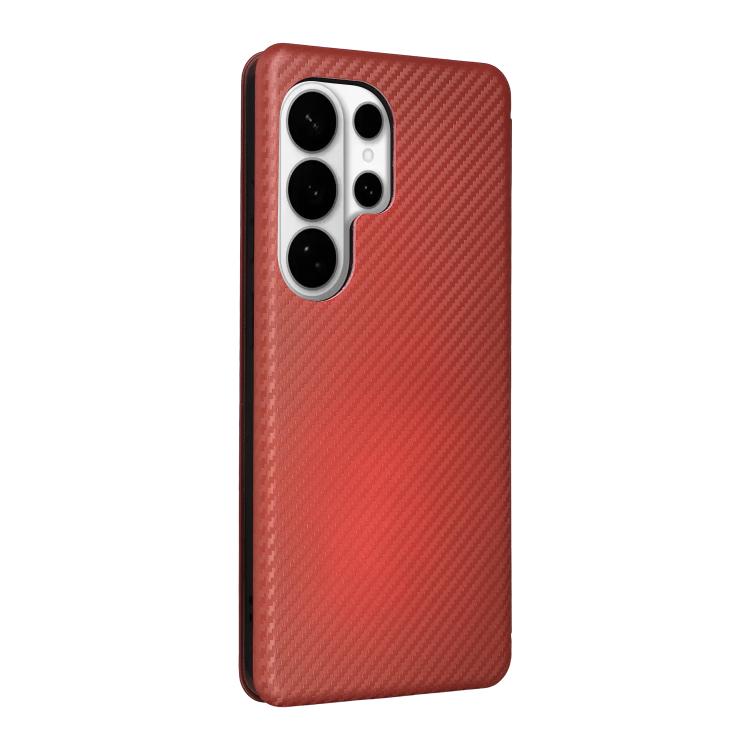 For Samsung Galaxy S26 Ultra 5G Carbon Fiber Texture Flip Leather Phone Case