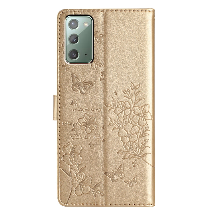 For Samsung Galaxy Note20 Butterflies and Flowers Leather Phone Case