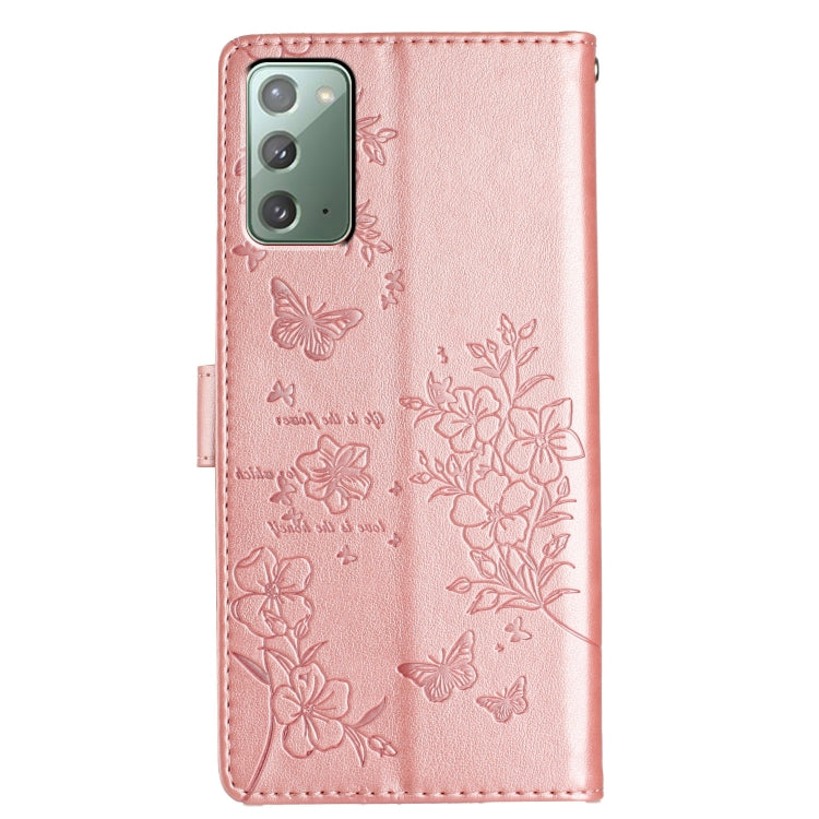 For Samsung Galaxy Note20 Butterflies and Flowers Leather Phone Case