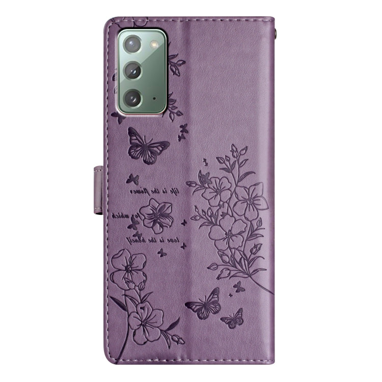 For Samsung Galaxy Note20 Butterflies and Flowers Leather Phone Case