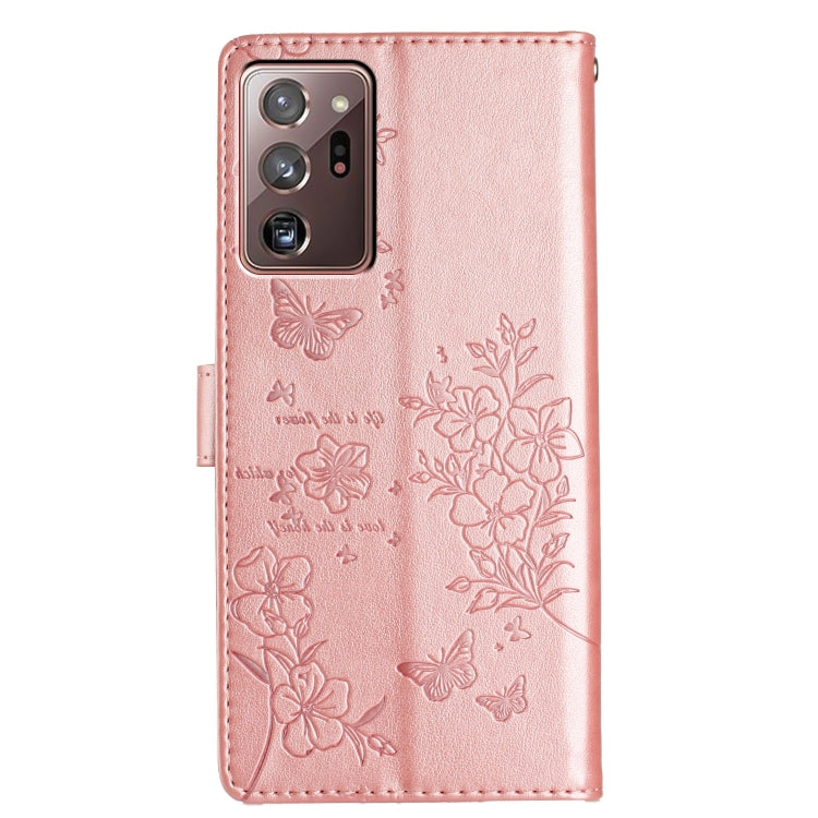 For Samsung Galaxy Note20 Ultra Butterflies and Flowers Leather Phone Case