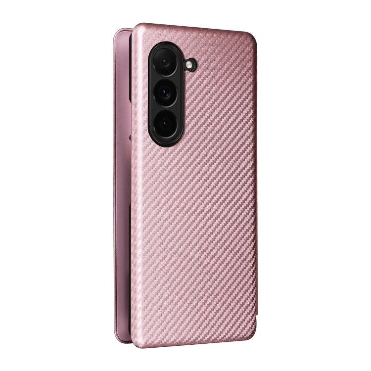 For Samsung Galaxy Z Fold6 Carbon Fiber Texture Flip Leather Phone Case