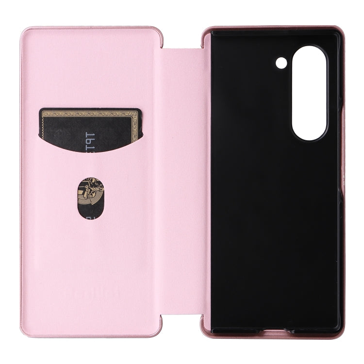 For Samsung Galaxy Z Fold6 Carbon Fiber Texture Flip Leather Phone Case