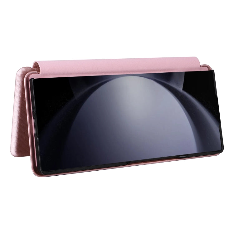 For Samsung Galaxy Z Fold6 Carbon Fiber Texture Flip Leather Phone Case