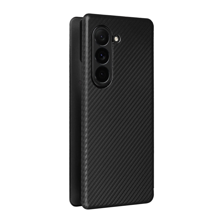For Samsung Galaxy Z Fold6 Carbon Fiber Texture Flip Leather Phone Case