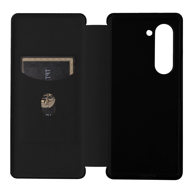 For Samsung Galaxy Z Fold6 Carbon Fiber Texture Flip Leather Phone Case
