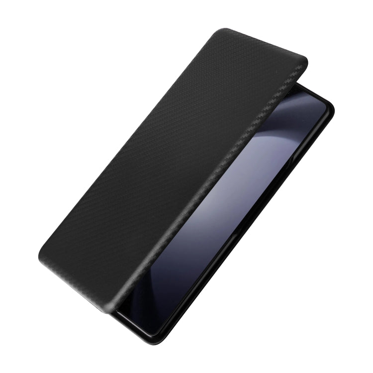For Samsung Galaxy Z Fold6 Carbon Fiber Texture Flip Leather Phone Case