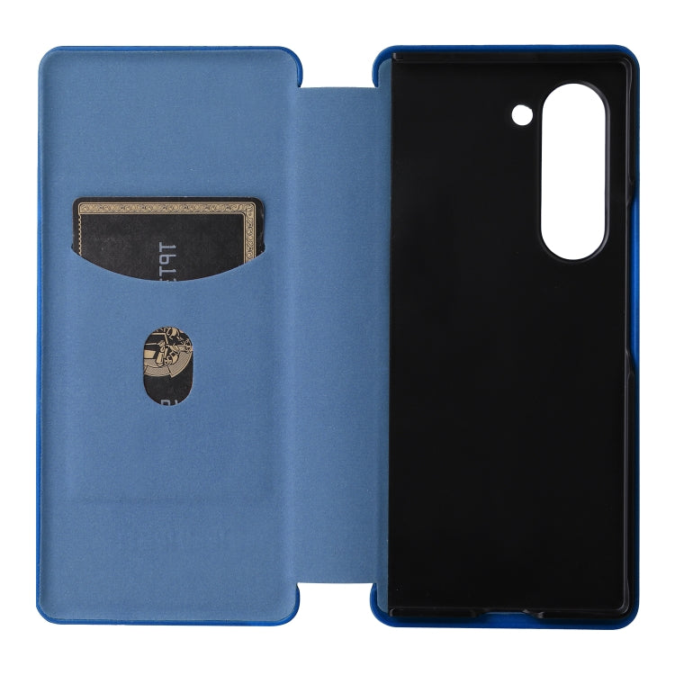 For Samsung Galaxy Z Fold6 Carbon Fiber Texture Flip Leather Phone Case