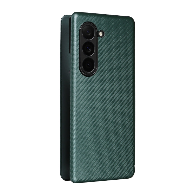 For Samsung Galaxy Z Fold6 Carbon Fiber Texture Flip Leather Phone Case