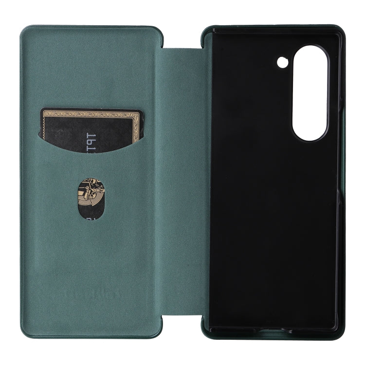 For Samsung Galaxy Z Fold6 Carbon Fiber Texture Flip Leather Phone Case
