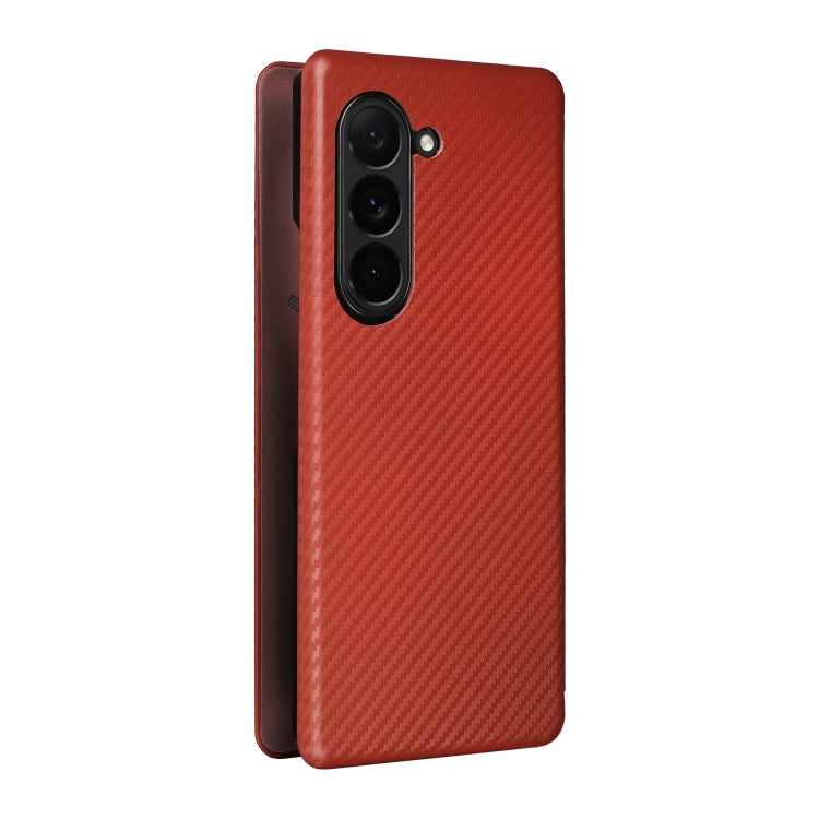 For Samsung Galaxy Z Fold6 Carbon Fiber Texture Flip Leather Phone Case