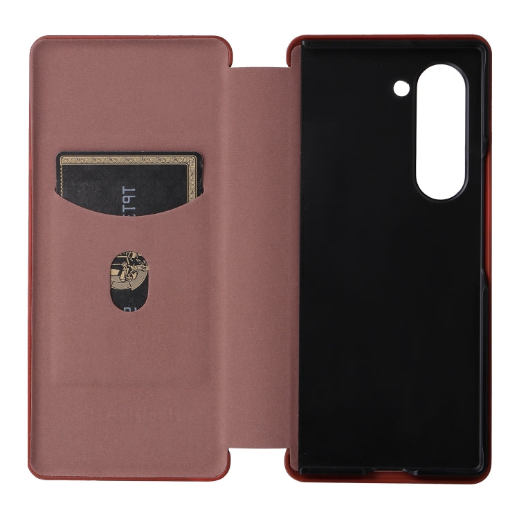 For Samsung Galaxy Z Fold6 Carbon Fiber Texture Flip Leather Phone Case