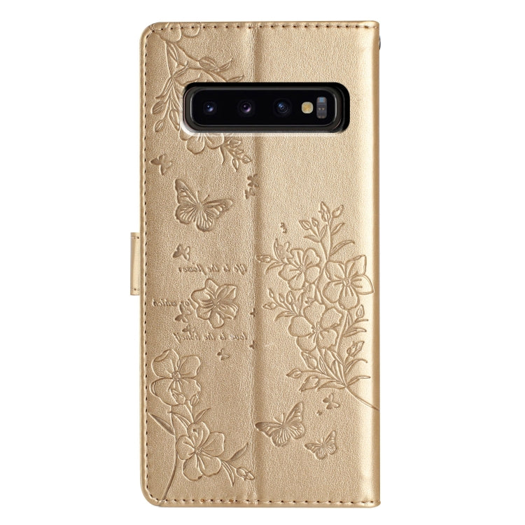For Samsung Galaxy S10 Butterflies and Flowers Leather Phone Case