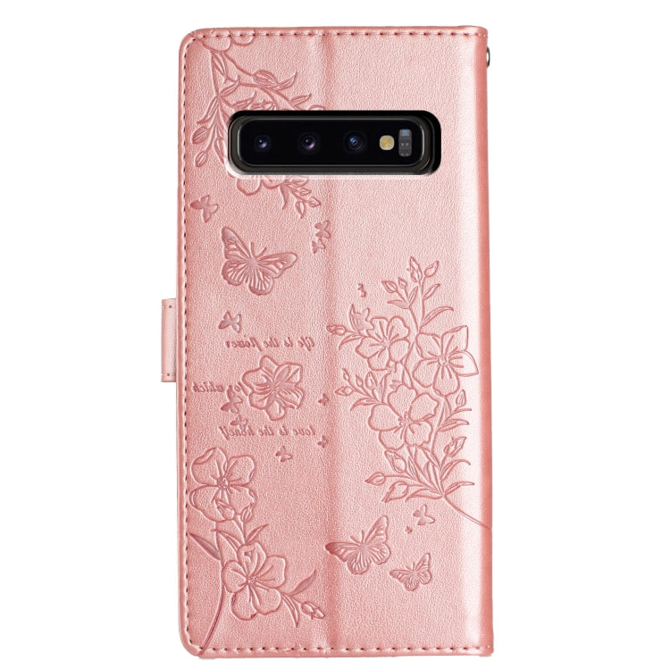 For Samsung Galaxy S10 Butterflies and Flowers Leather Phone Case