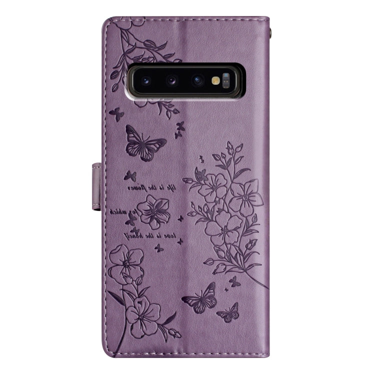 For Samsung Galaxy S10 Butterflies and Flowers Leather Phone Case