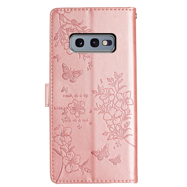 For Samsung Galaxy S10e Butterflies and Flowers Leather Phone Case