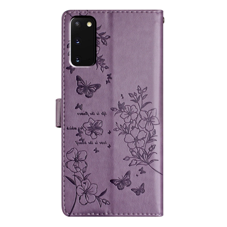 For Samsung Galaxy S20 Butterflies and Flowers Leather Phone Case
