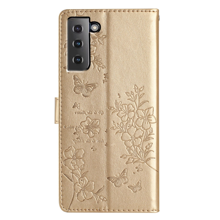 For Samsung Galaxy S21 5G Butterflies and Flowers Leather Phone Case
