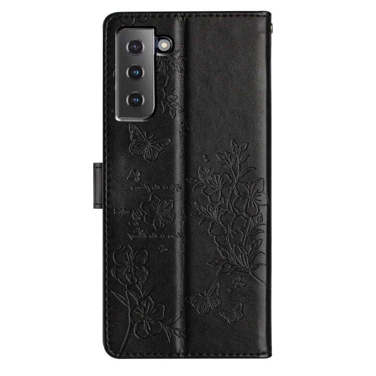 For Samsung Galaxy S21 5G Butterflies and Flowers Leather Phone Case