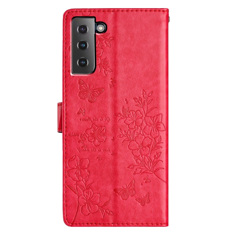 For Samsung Galaxy S21 5G Butterflies and Flowers Leather Phone Case