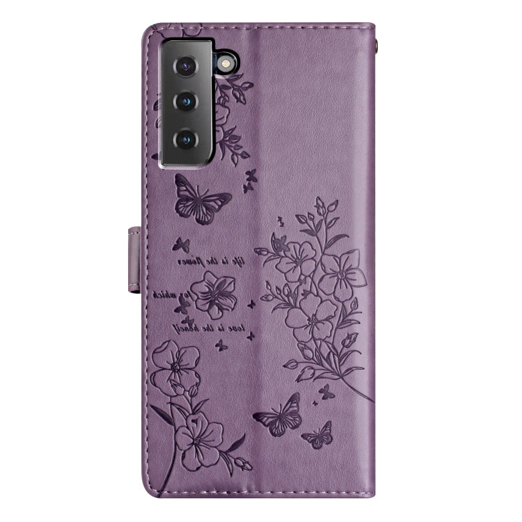 For Samsung Galaxy S21 5G Butterflies and Flowers Leather Phone Case