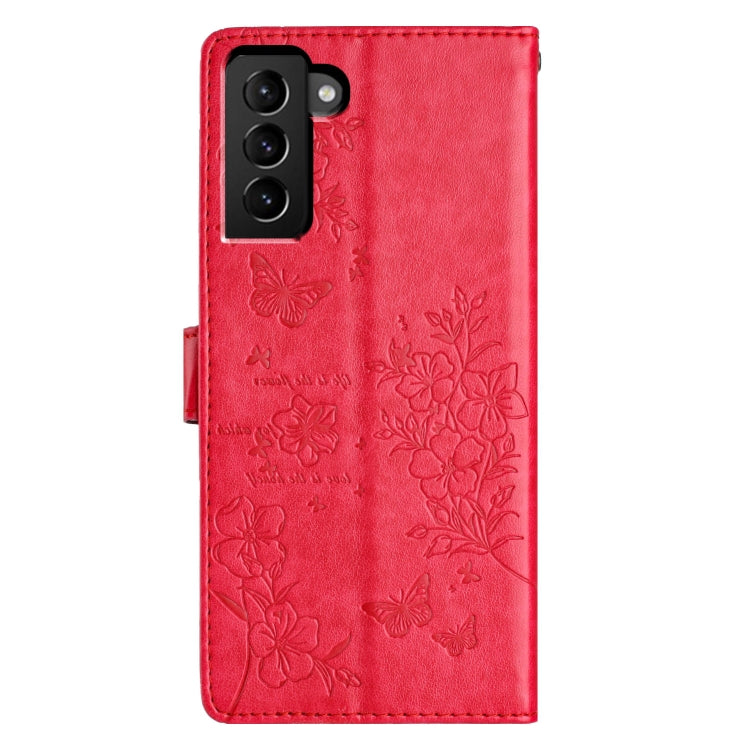 For Samsung Galaxy S21 FE 5G Butterflies and Flowers Leather Phone Case
